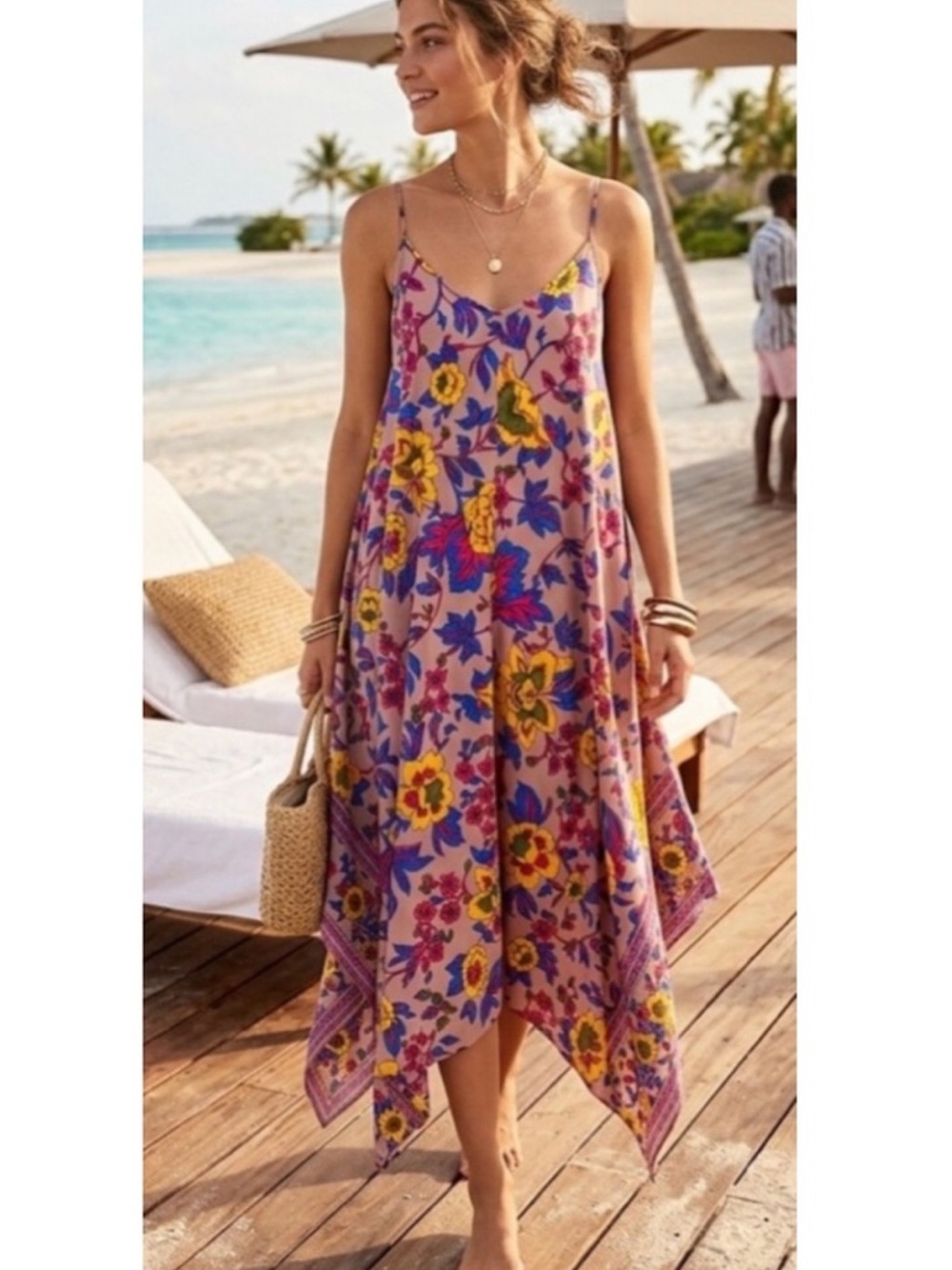 Billabong Floral Handkerchief Hem Sundress Maxi